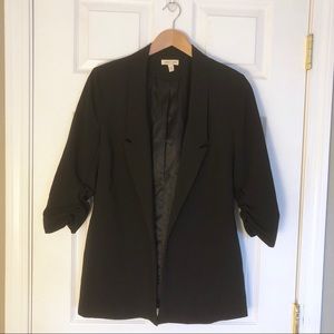 Silence + Noise | Black Blazer 3/4 Ruched Sleeve